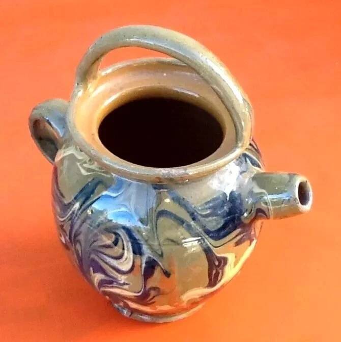 Année 1940 Chevrette / Cruche à eau provençale terre cuite émaillée