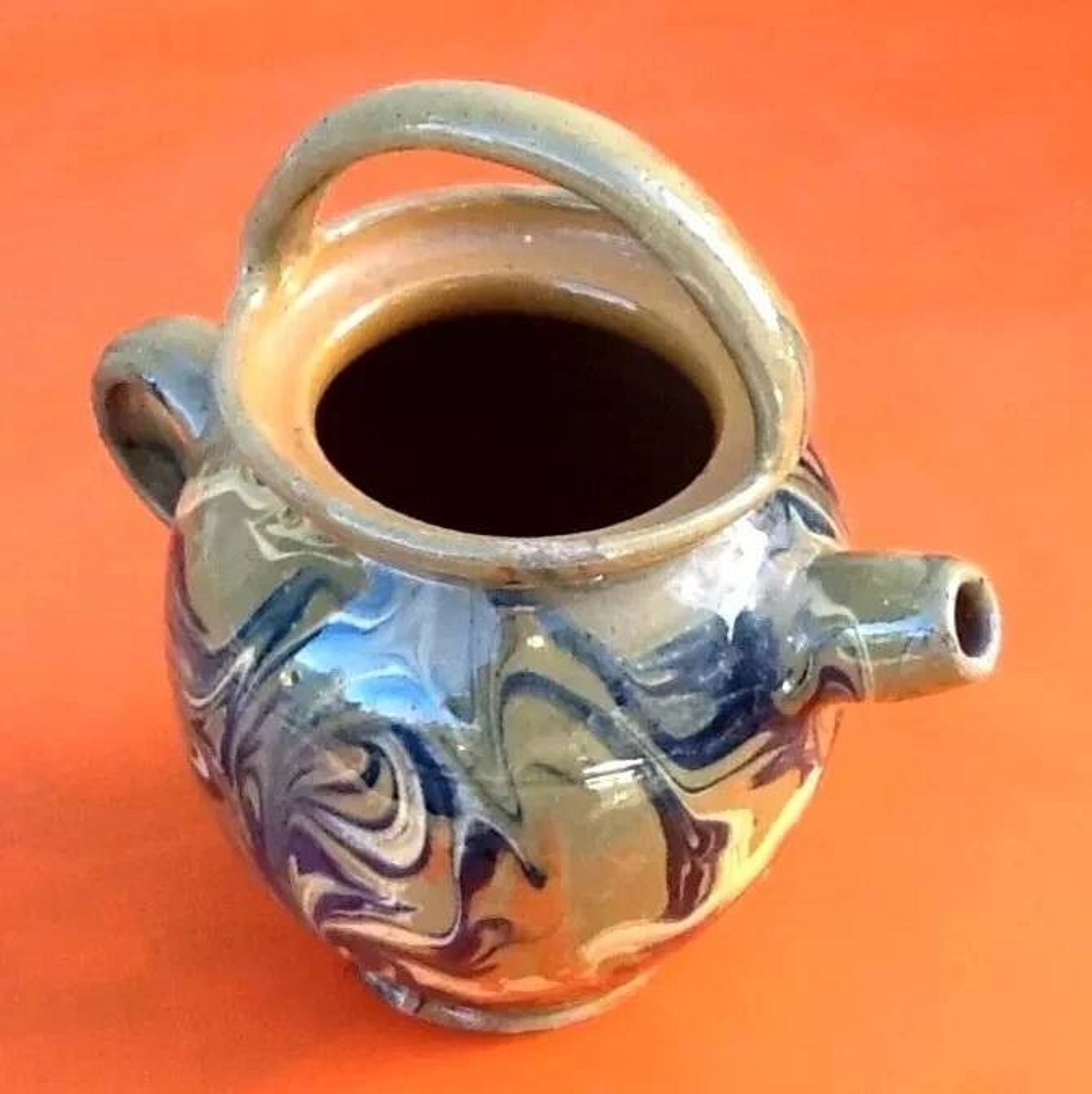 Année 1940 Chevrette / Cruche à eau provençale terre cuite émaillée