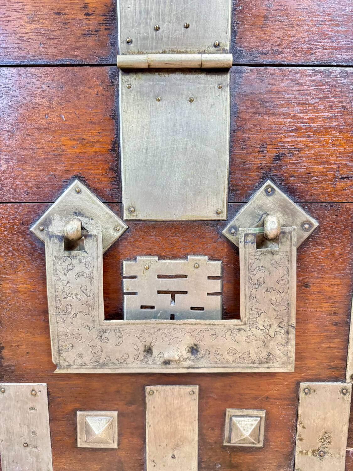 19th Century Korean Wooden and Brass Storage Chest