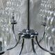 6-branched chrome chandelier & glass lampshades