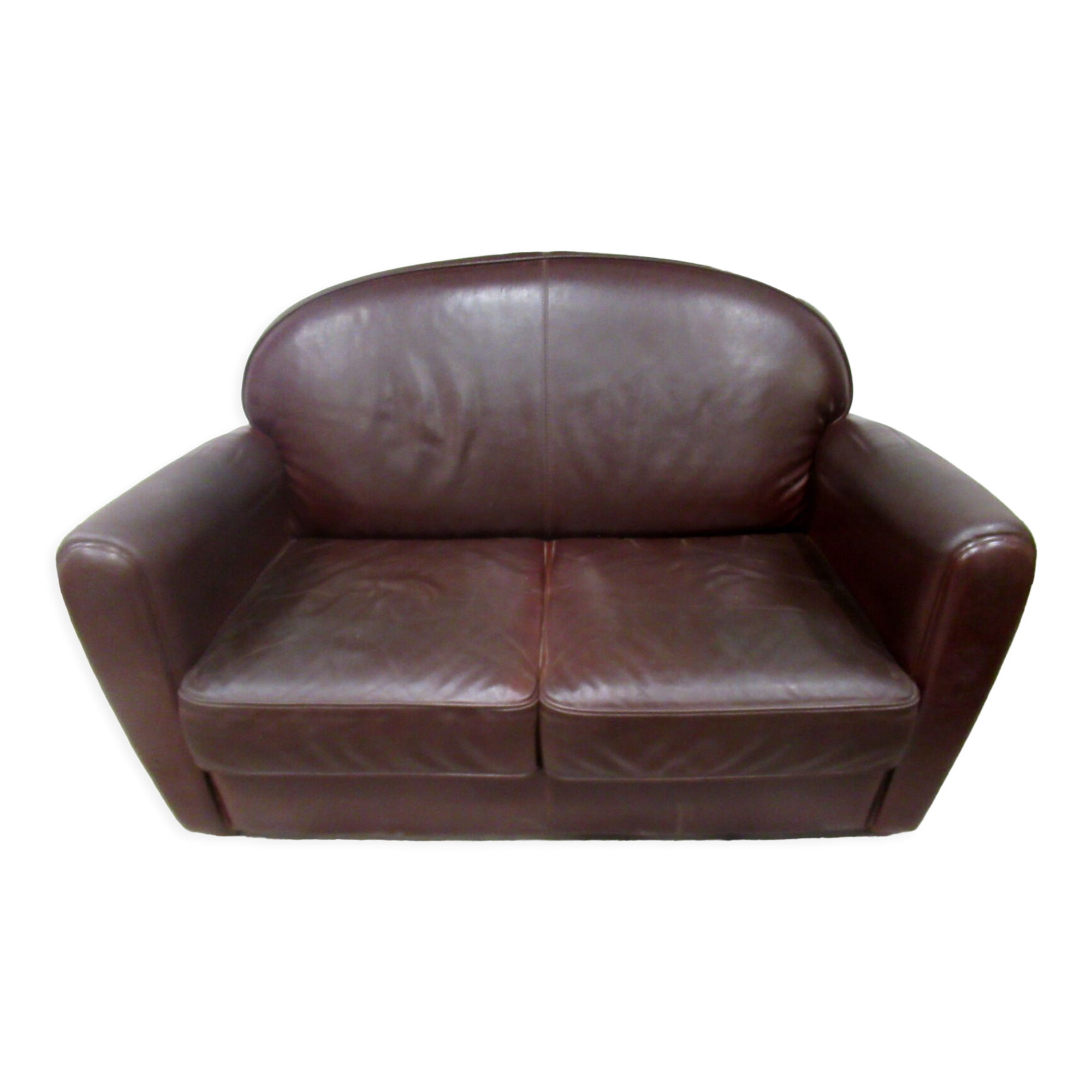 Small leather sofa, 2 seats, vintage.