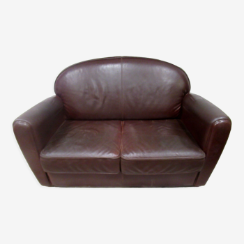 Small leather sofa, 2 seats, vintage.
