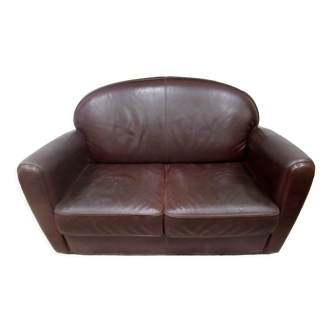 Small leather sofa, 2 seats, vintage.