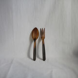 Set of horn salad serving cutlery