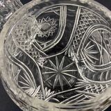 Large covered pear-shaped jar in Bohemian cut crystal