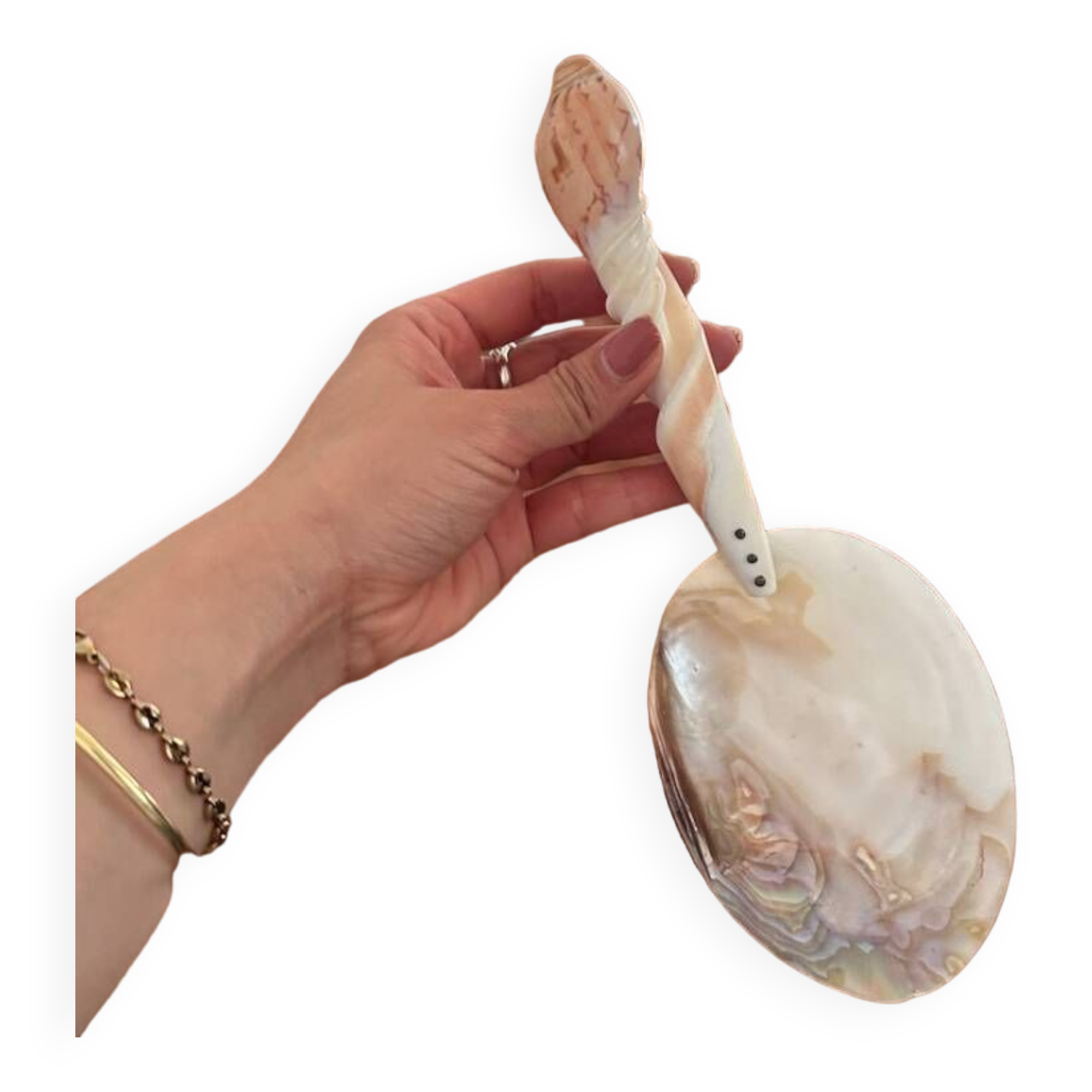 1920 French Antique Mother of Pearl and Shell Large Spoon