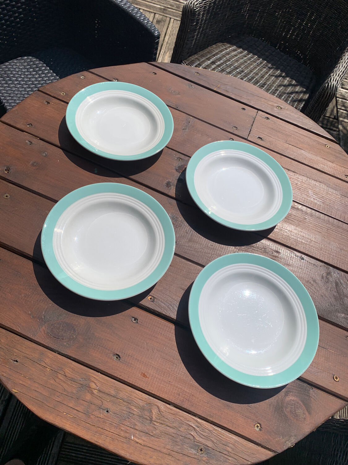4 turquoise plates St Amand Ceranord