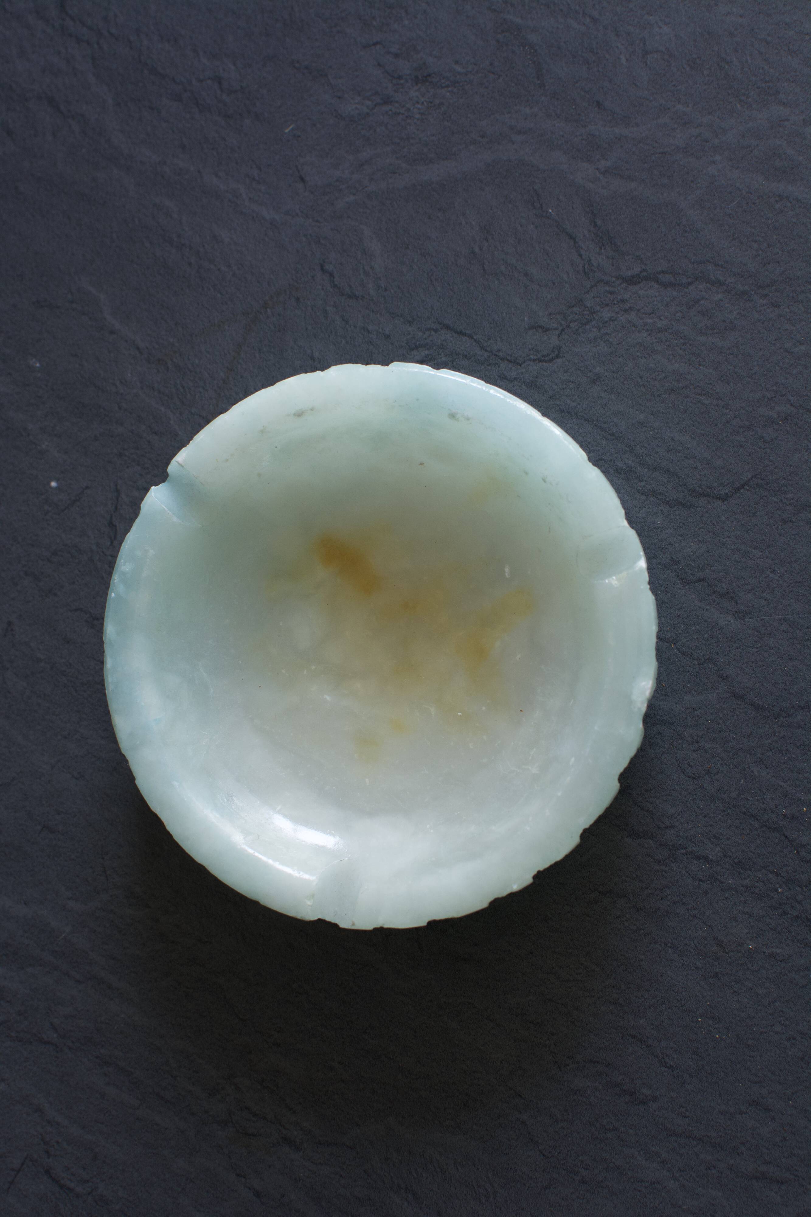 Cendrier vintage en marbre vert mint