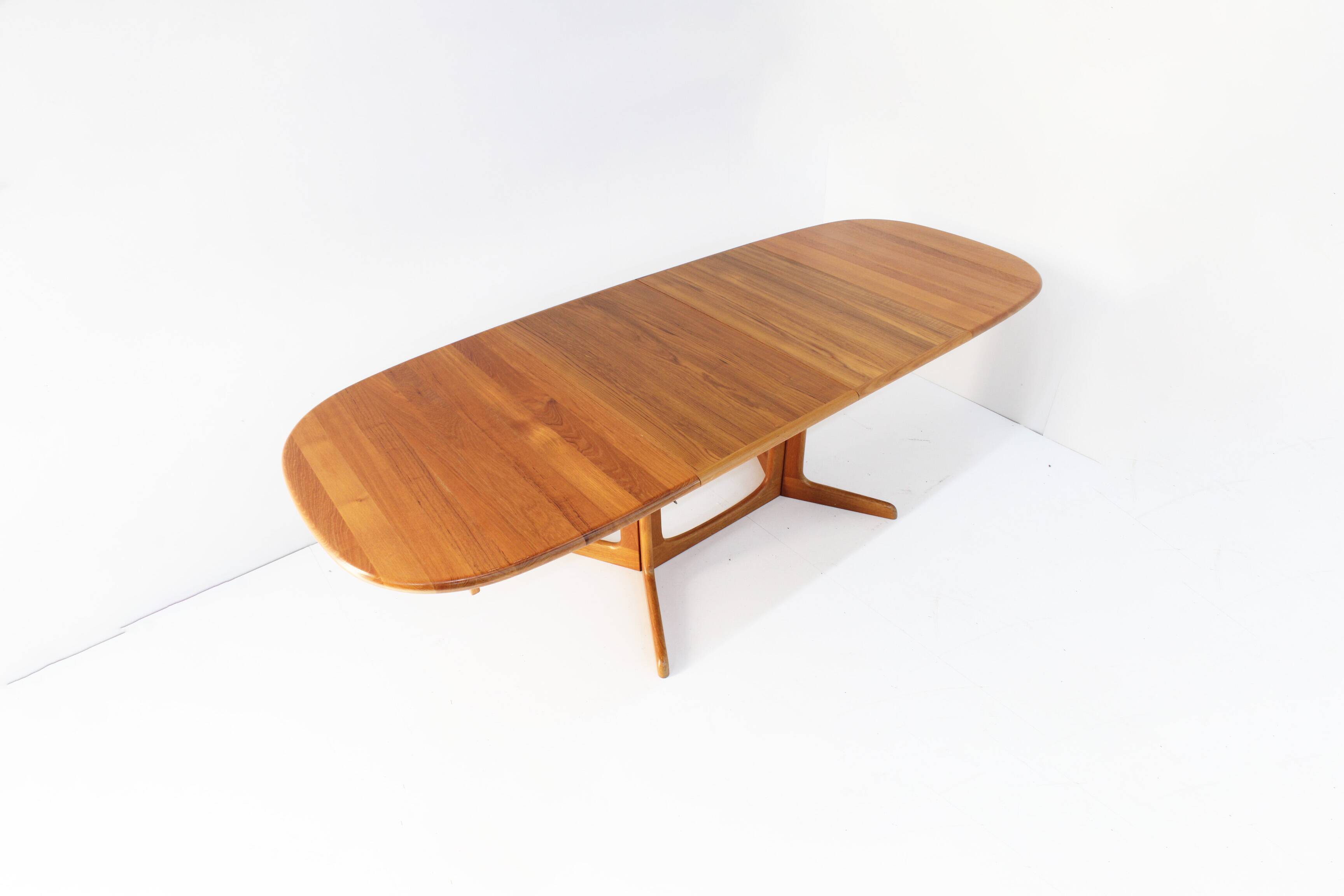 Vintage Gudme Danish oval extendable dining table solid teak 1960s
