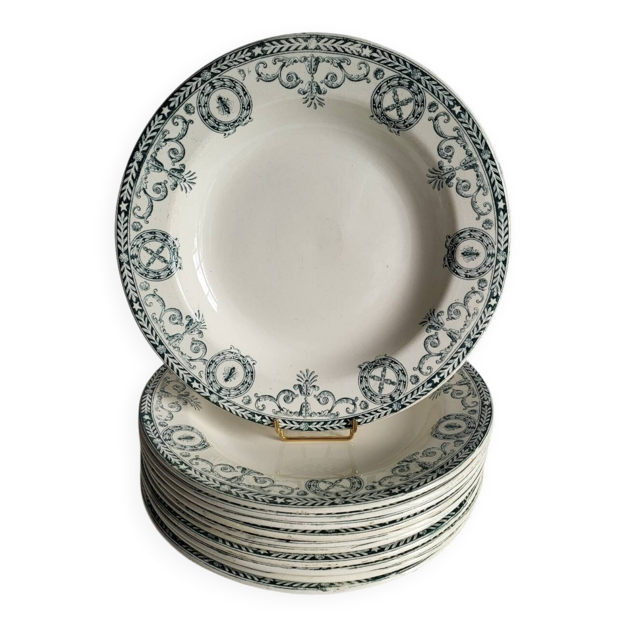 11 Deep Plates Ironstone Salins Cambacérès Decor