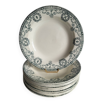 11 Deep Plates Ironstone Salins Cambacérès Decor