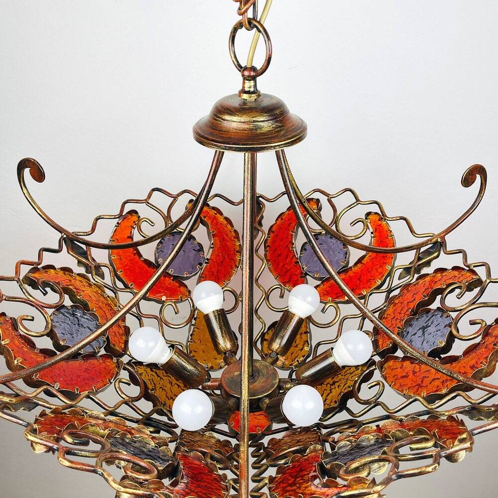 Lustre en métal et verre de Murano par MM Lampadari, années 1990