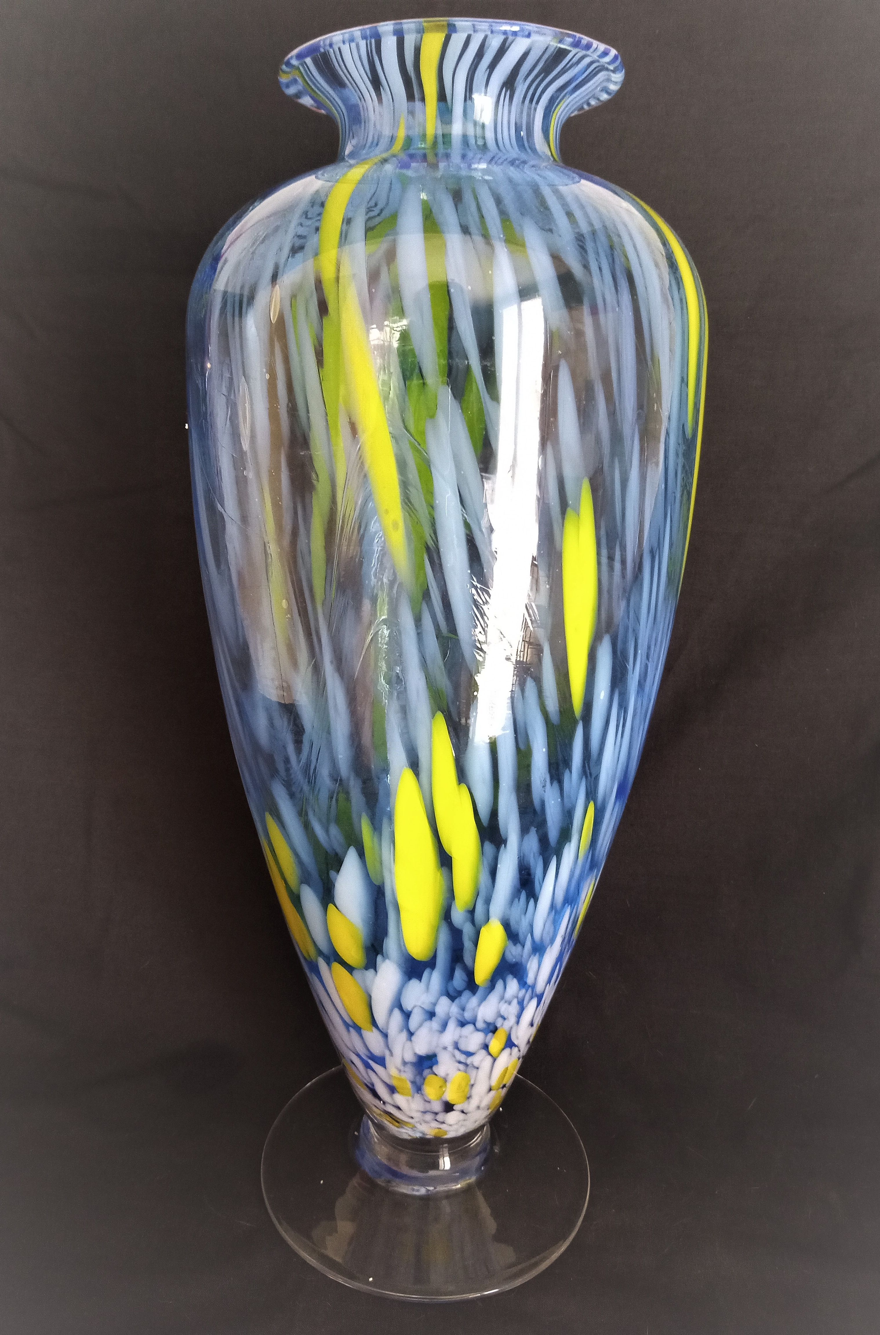 Large Murano glass vase, handmade, 38 cm high