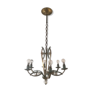 Lustre en laiton et verre