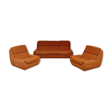 Complete orange salon JITONA in Atlantis Space Age style from the 1970s.