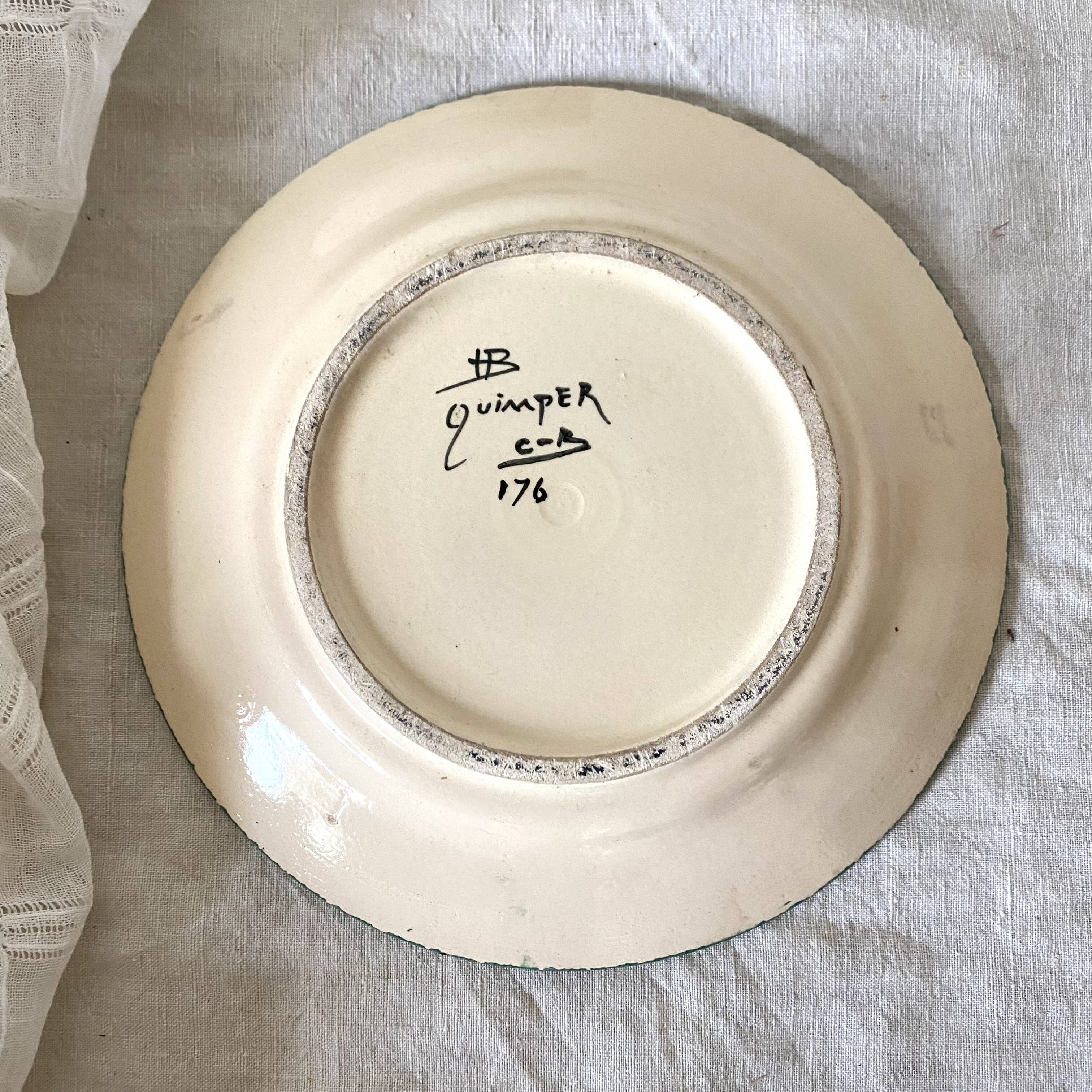 Quimper Breton plate and flowers