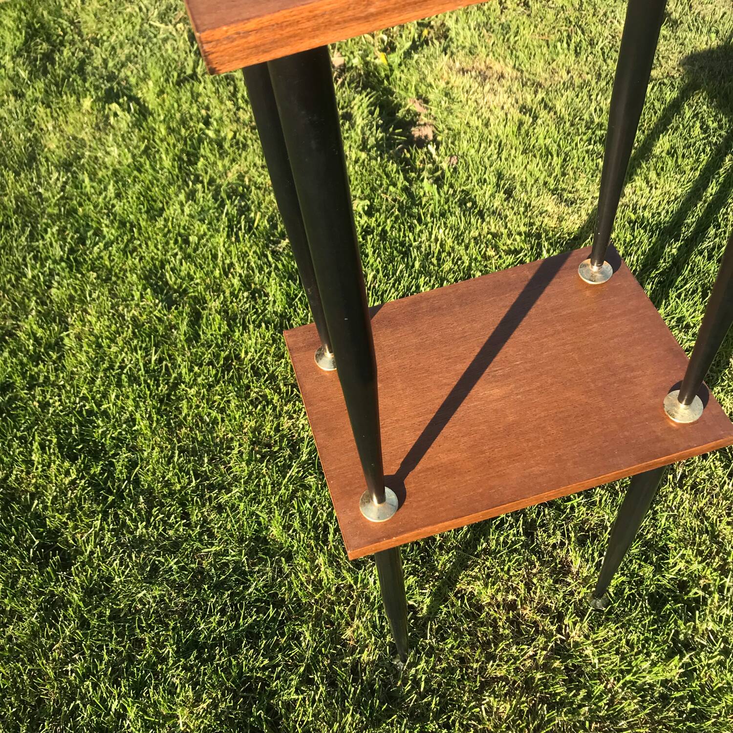 Pair of wooden and metal bedside tables vintage 1960
