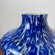 Vase en verre soufflé effet moucheté bleu cobalt et blanc , double parois