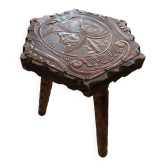 Carved colonial hexagonal stool