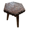 Carved colonial hexagonal stool