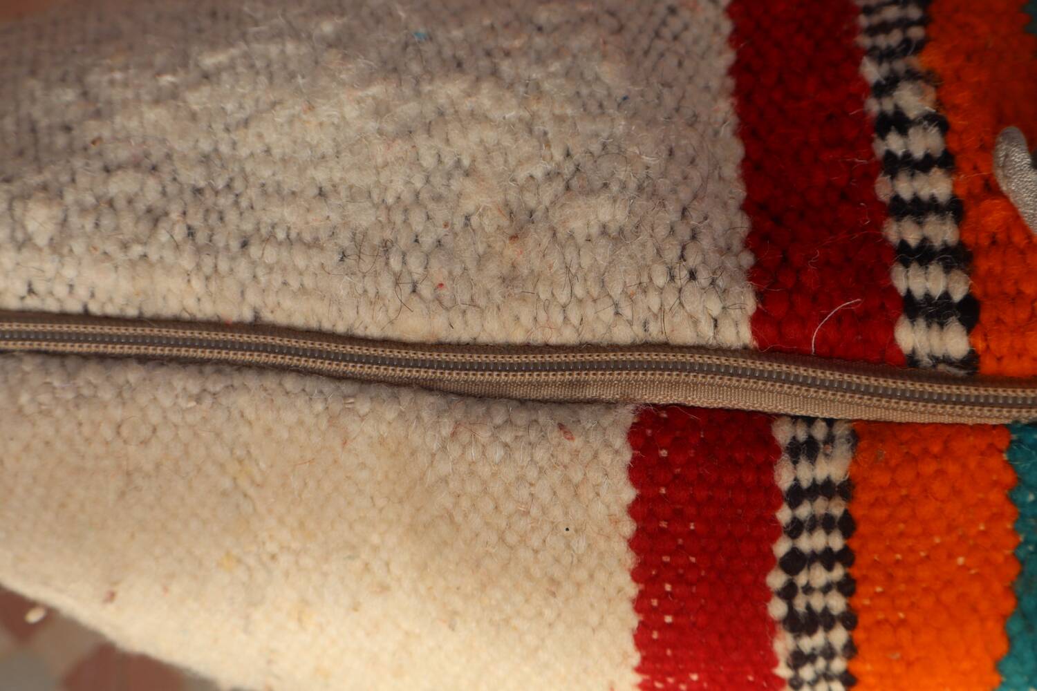 Colorful striped wool cushion