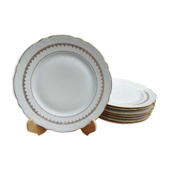 8 assiettes plates porcelaine CNP