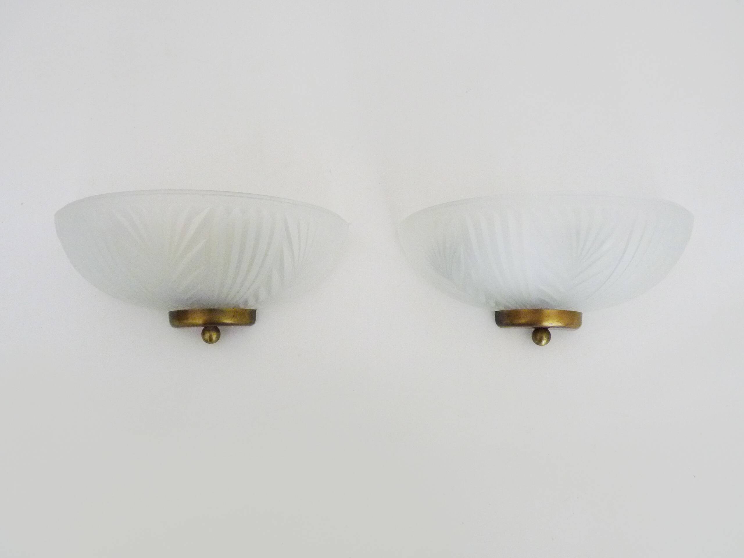 Pair of Art Deco style half-moon wall lights from the 80s