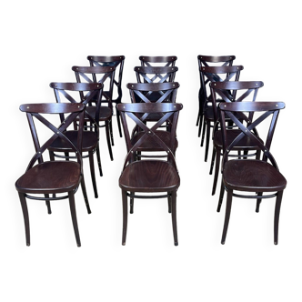 Lot de 12 chaises bistrot Ton modèle Joséphine bois foncé