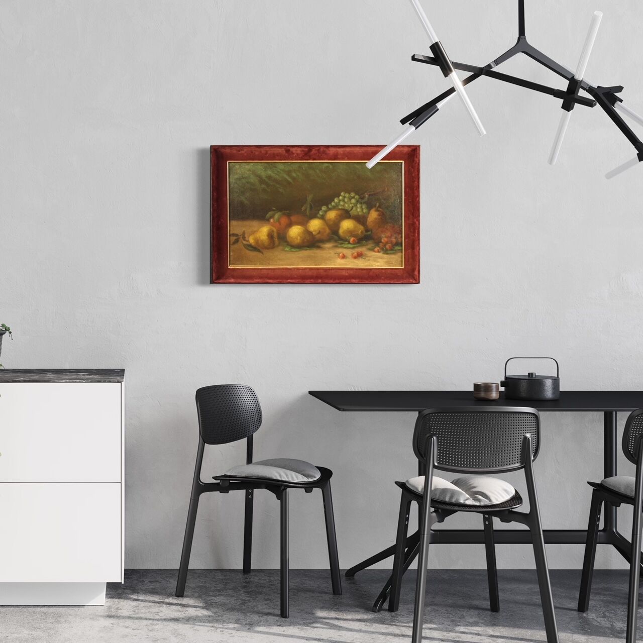 Italian signed painting still life with fruit from the 20th century