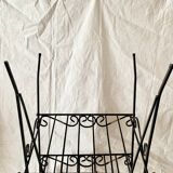 Table d'appoint et porte-revue vintage en fer forgé et carreaux de céramique