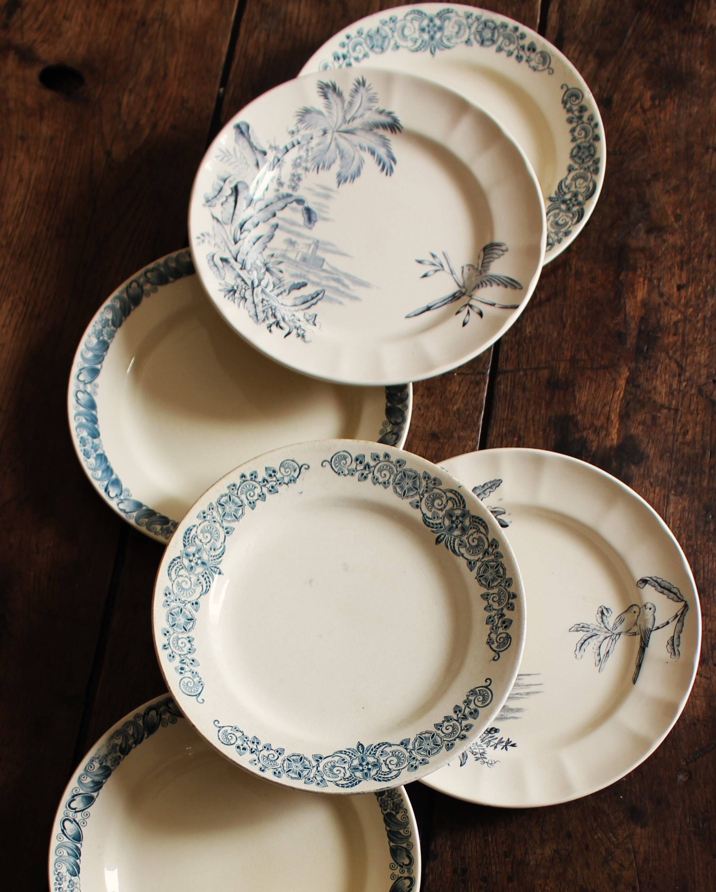 6 Terre de Fer blue Marcel Alésia Exotic Longchamp plates