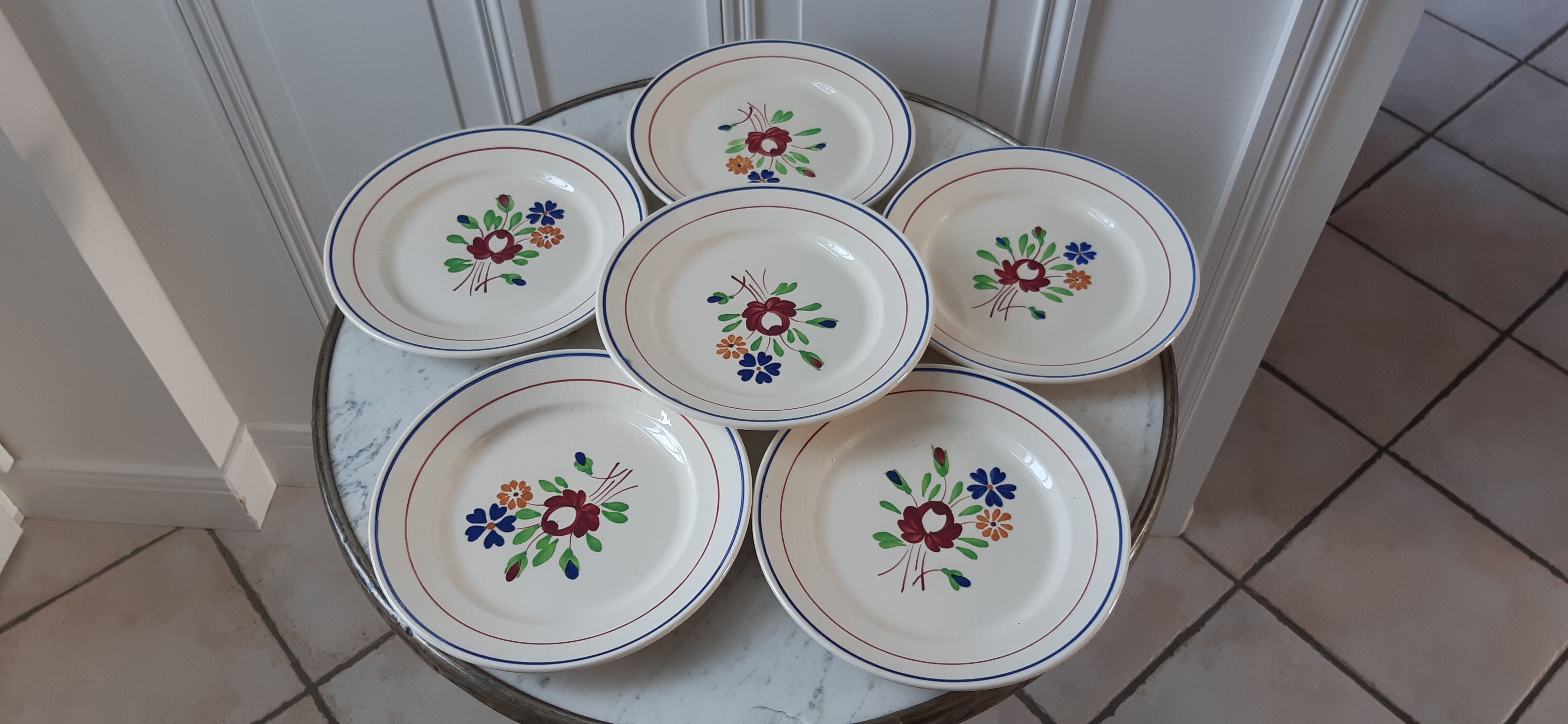 Set of 6 dessert plates Luneville model Chantilly