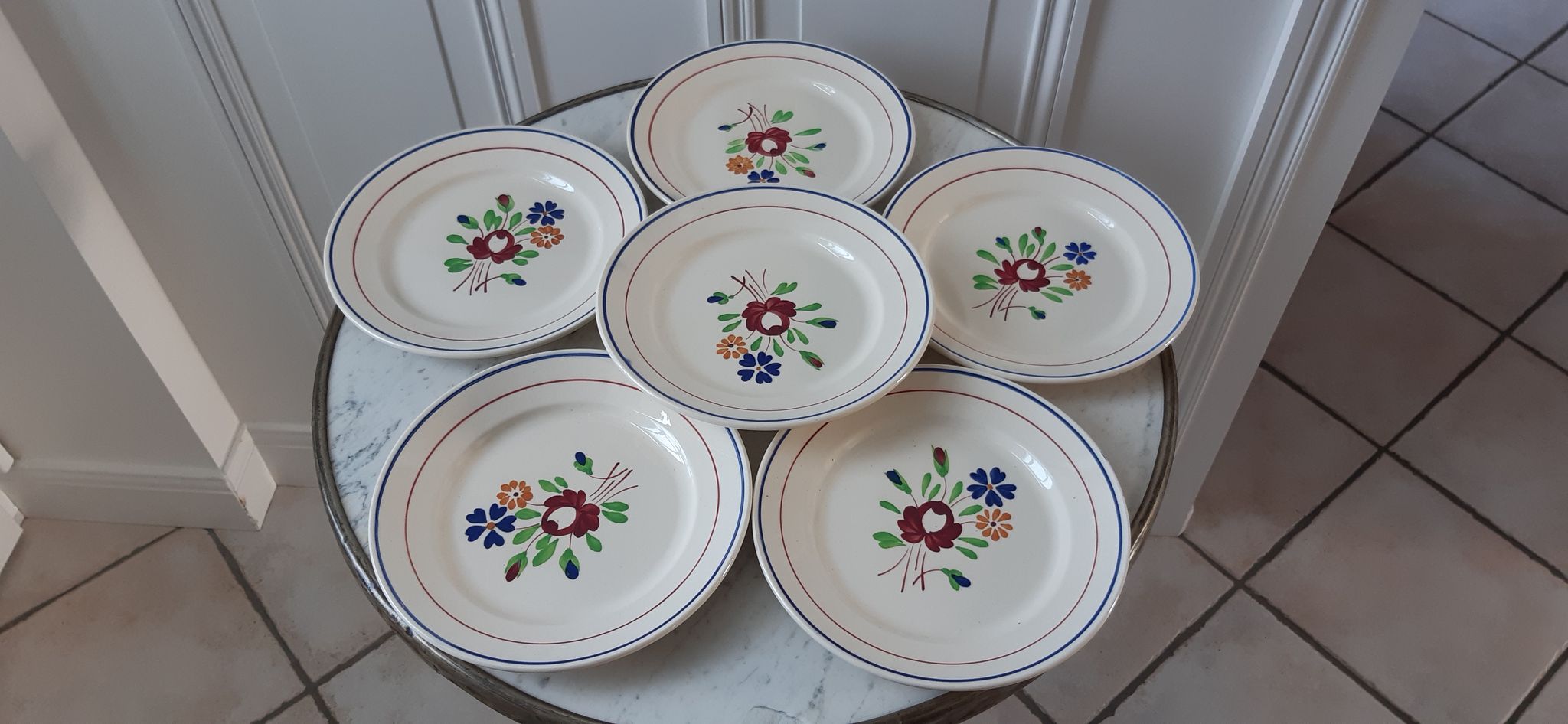 Lot de 6 assiettes à dessert Luneville modèle Chantilly