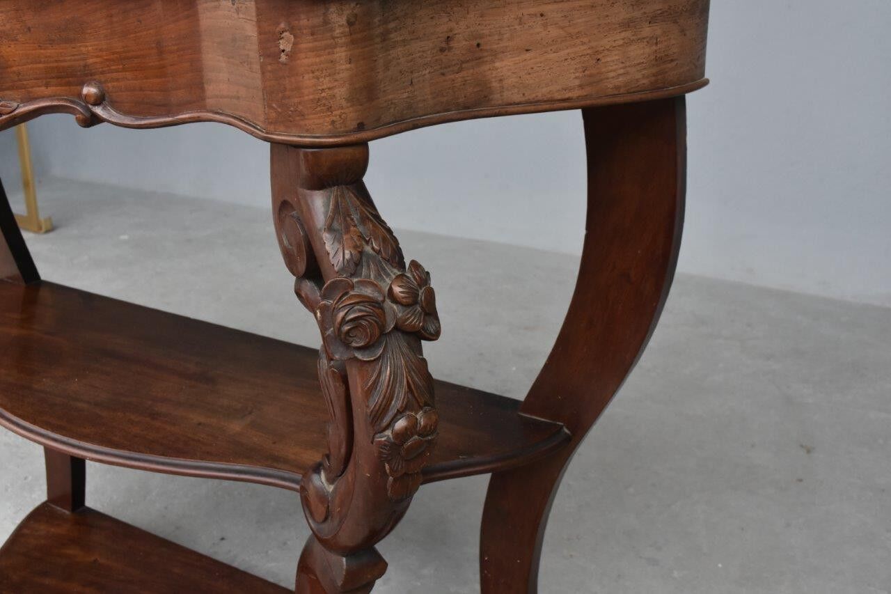 Console style Napoleon III era marble top mahogany end XIX