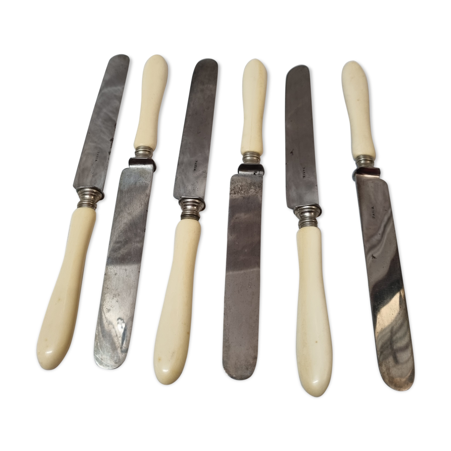 6 meat knives, ivory handle, late nineteenth