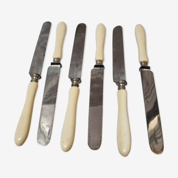 6 meat knives, ivory handle, late nineteenth