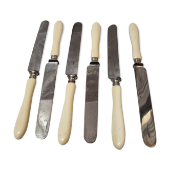 6 meat knives, ivory handle, late nineteenth