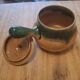Vintage stoneware mini pot with lid and handle