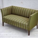 1970s, Danish 2-seater sofa, original green furniture wool, beech wood.
