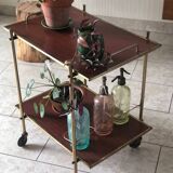 Vintage gold metal serving tray formica style