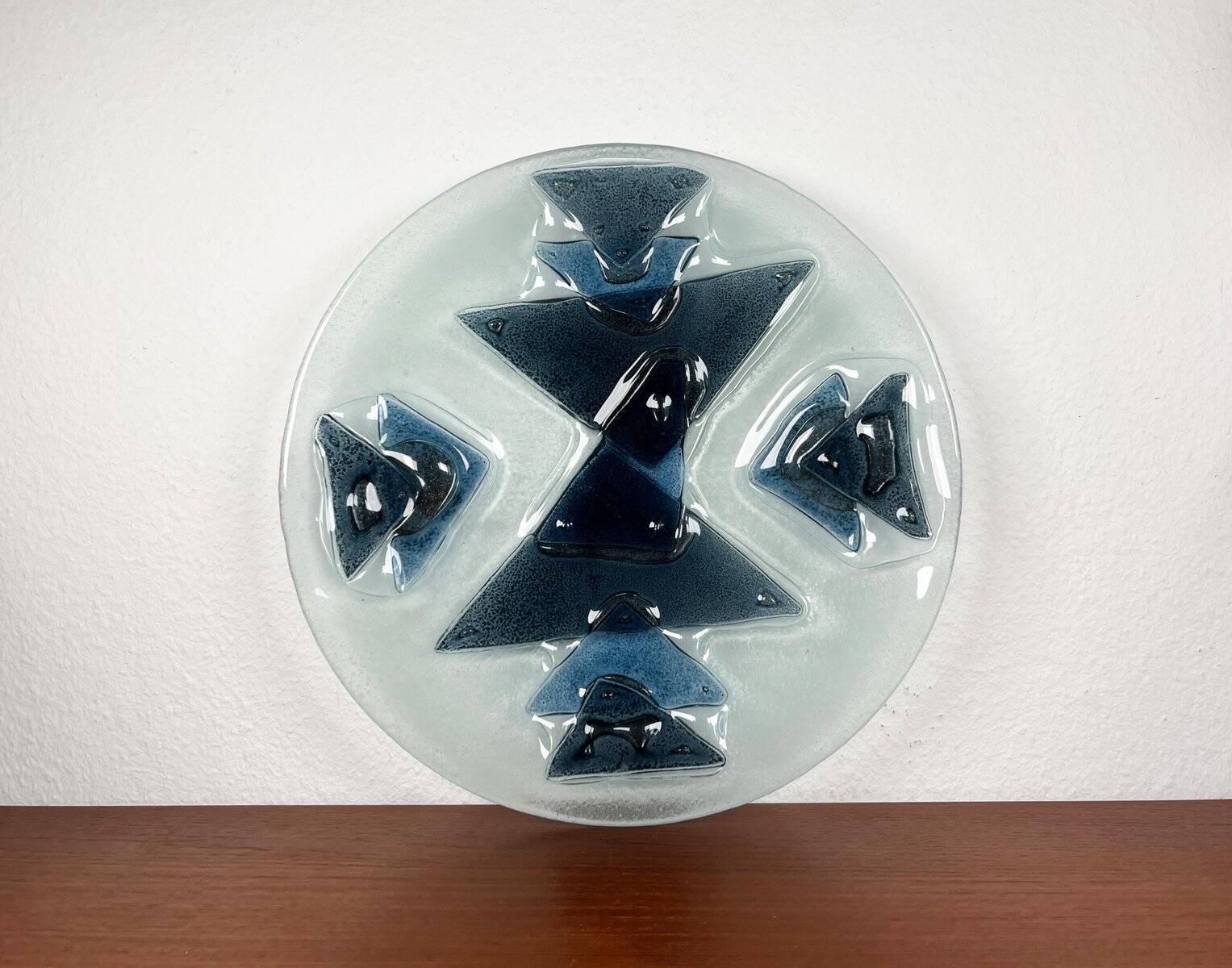 Large glass art bowl from mid-century Danish design, 1960s.