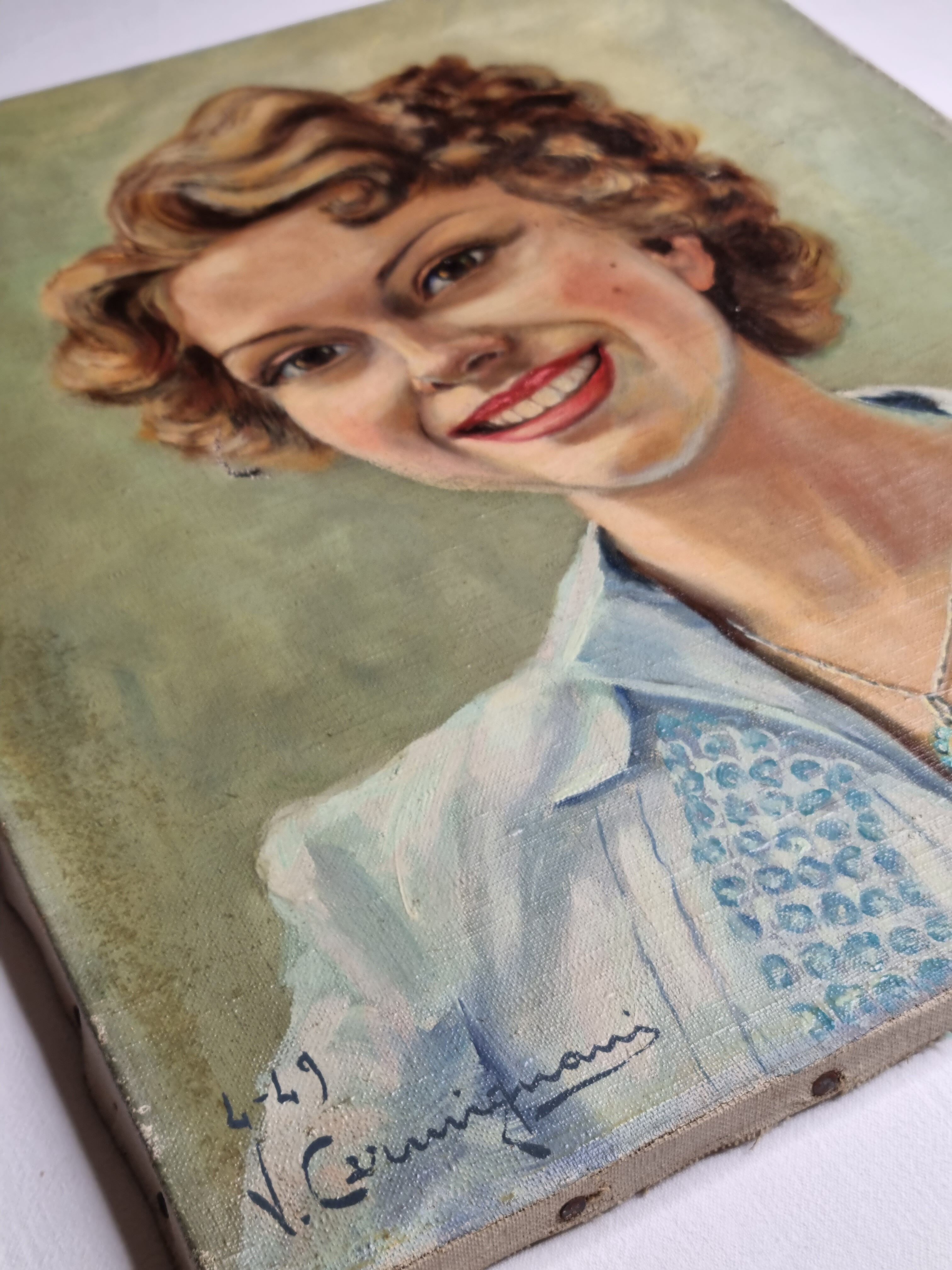 Portrait of a young woman, signed by Vincent Cermignani, 50s
