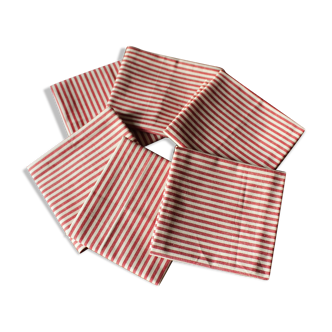 Lot 6 napkins cotton red stripes bathing