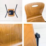 Set of 4 Stackable Chairs Industrial Mid Century Metal Dark Blue Pagholz Vintage Retro Chair