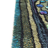 Original Abstract Scandinavian High Pile Abstract Rya Rug Carpet, Sweden, 1960s 115x195cm