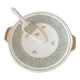 Plat et pelle à tarte en faïence de Sarreguemines vert crème et or 1950