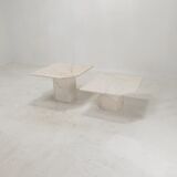 Set of 2 italian marble side tables, 1980's