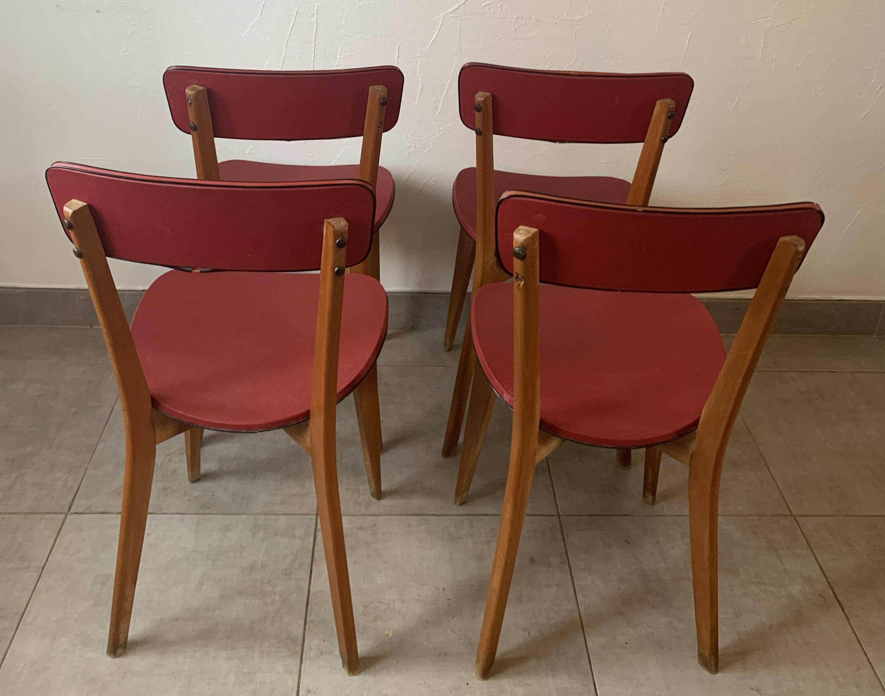 Set de 4 chaises bistrot vintage, années 50 (Taille adulte)