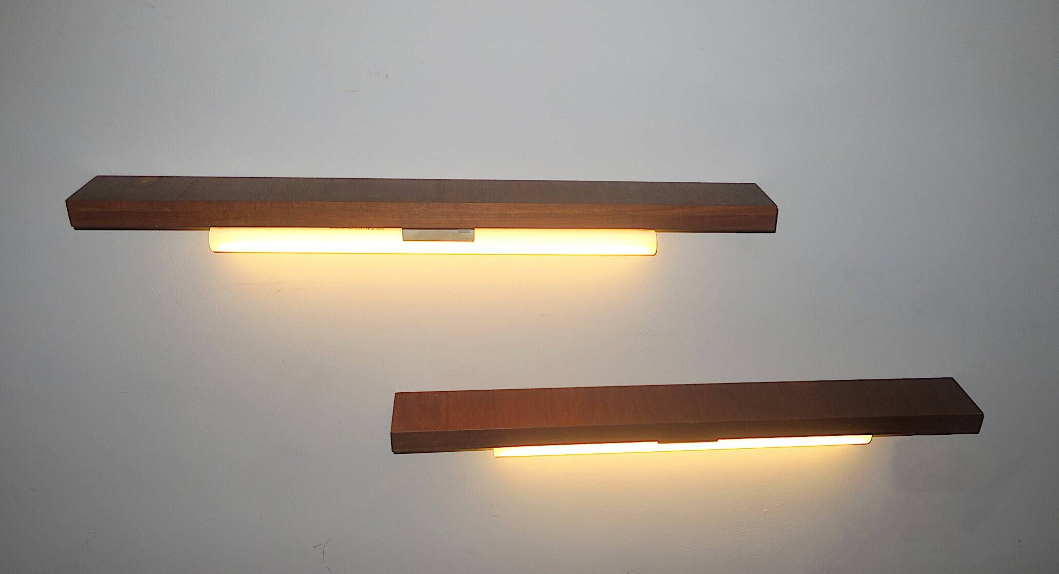 Pair of teak shelves with wall lights, Denmark 1960s