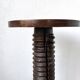 Solid oak press stool, metal base, 19th century.